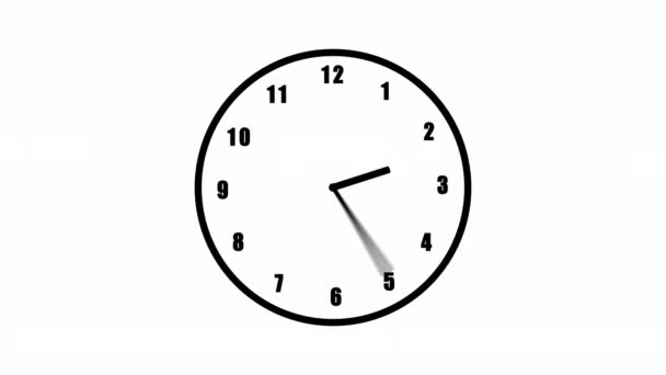 Wall Clock Animation Animated Clock Icon Isolated White Background — 图库视频影像