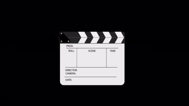 Clapperboard Isolated Transparent Background Filming Movie Alpha Channel — Stock video