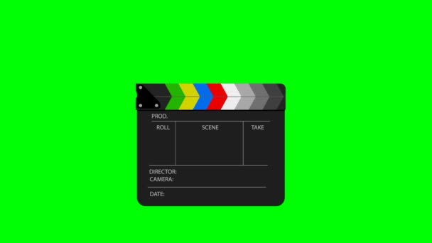 Clapperboard Isolated Chromakey Background Filming Movie Green Screen — 图库视频影像