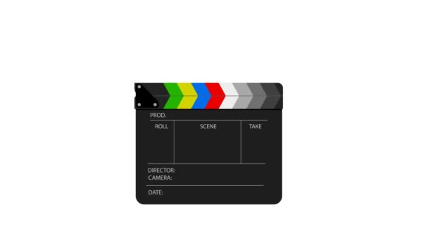 Clapperboard Isolated White Background Filming Movie — 비디오