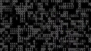 Bitcoin sign in binary code. Modern crypto currency concept. Blockchain.