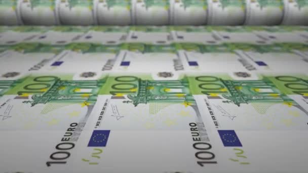 100 Euro Bankovek Tiskárně Video Tiskem Hotovosti Bankovky — Stock video
