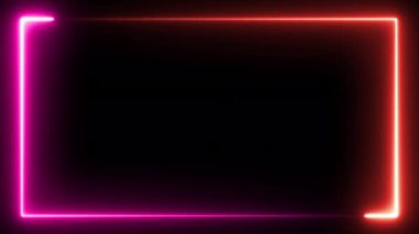 Glowing neon frame on black background. Neon.