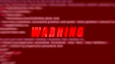 Hacker attack warning. Programming code. Programming language strings on screen. Hack.