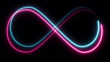 Neon sign of infinity. Lines in motion. Endless.