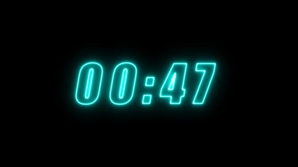 Colorful Neon One Minute Timer Seconds Countdown Timer — Video Stock