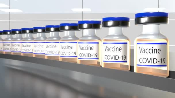 Vaccine Production Many Covid Vaccine Vials Production Factory — Stock videók