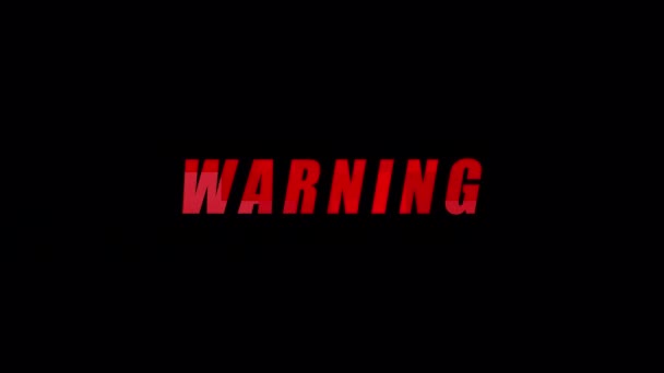 Red Inscription Warning Glitch Effect Transparent Background Hacker Attack Warning — Video