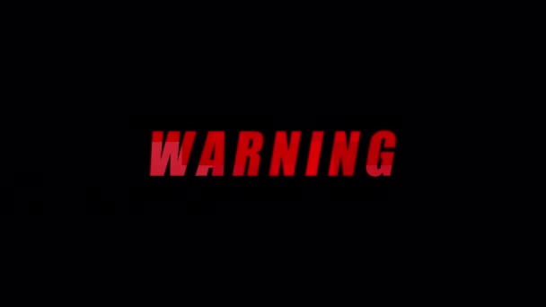 Red Inscription Warning Glitch Effect Transparent Background Hacker Attack Warning — 图库视频影像