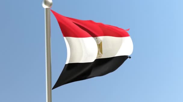 Egyptian Flag Flagpole Egypt Flag Fluttering Wind — Video Stock