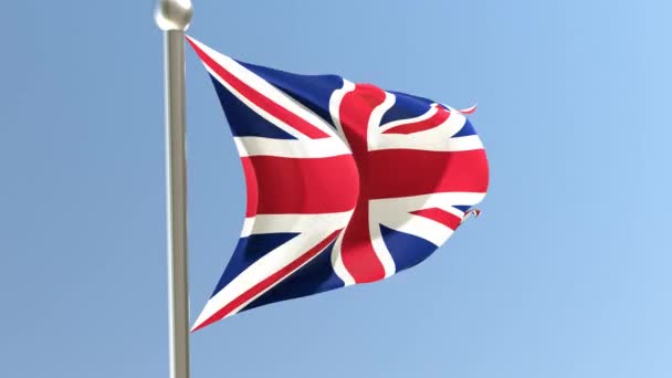Флаг Великобритании Флагштоке Британский Флаг Развевается Ветру — стоковое видео