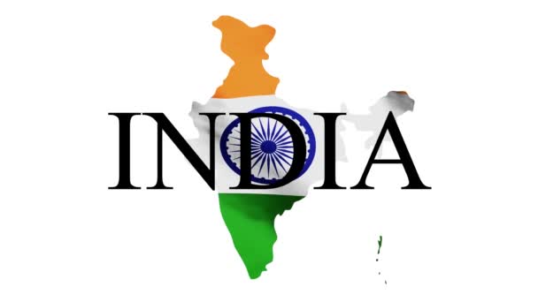 Map India Colors Indian Flag Isolated White Background Fluttering Flag — Stockvideo