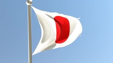 Bayrak direğinde Japon bayrağı. Japonya bayrağı rüzgarda dalgalanıyor.