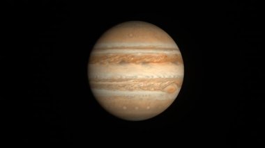 Spinning planet Jupiter. Beautiful space 4k video footage.