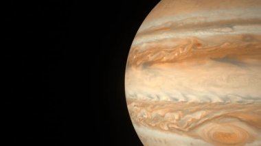 Spinning planet Jupiter. Beautiful space 4k video footage.