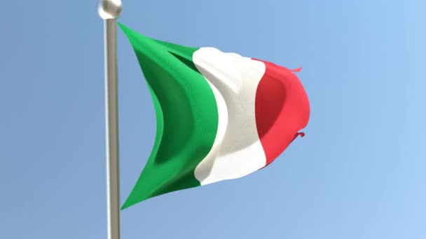 Bandeira Italiana Mastro Bandeira Bandeira Itália Balançando Vento — Vídeo de Stock