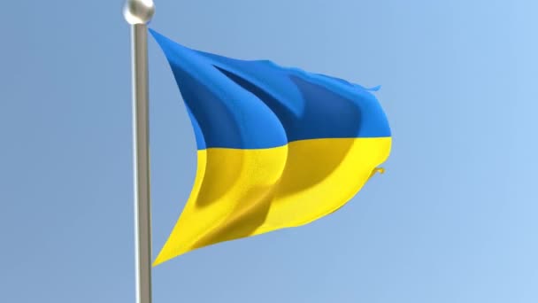 Ukrainian Flag Flagpole Ukraine Flag Fluttering Wind — 图库视频影像