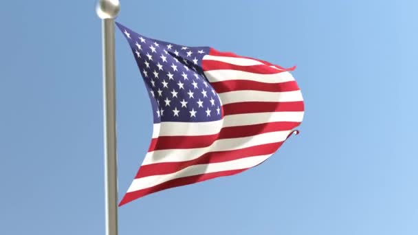 Bayrak Direğinde Birleşik Devletler Bayrağı Abd Bayrağı Rüzgarda Dalgalanıyor — Stok video