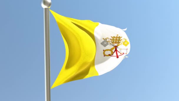Σημαία Βατικανού Κοντάρι Σημαία Του Βατικανού Που Κυματίζει Στον Άνεμο — Αρχείο Βίντεο
