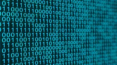 Binary code. Zeros and ones on screen. Programming concept. Coding.