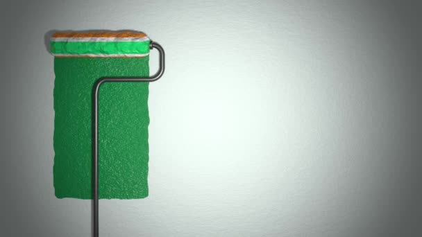 Roller Ζωγραφίζει Τον Τοίχο Χρώματα Της Ιρλανδικής Σημαίας Ταξιδιωτική Ιδέα — Αρχείο Βίντεο