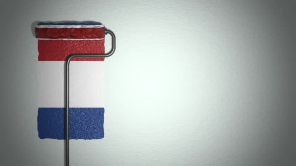 Rouleau Peint Mur Dans Les Couleurs Drapeau Néerlandais Concept Voyage — Video