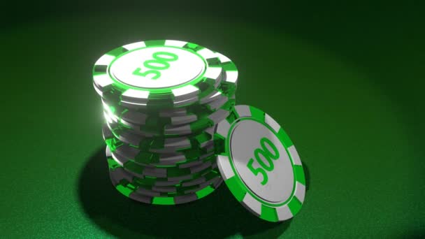 Poker Chips Gambling Table Casino Concept Poker Chips Stack — Vídeo de Stock