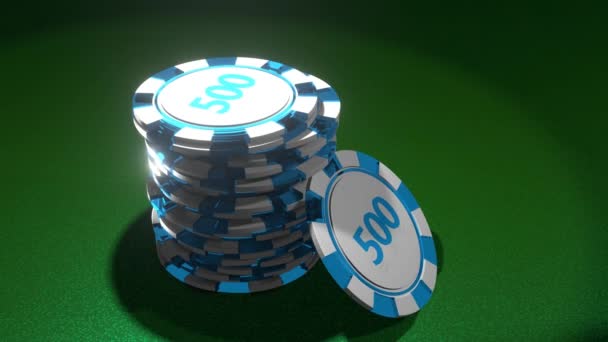 Poker Chips Gambling Table Casino Concept Poker Chips Stack — Video Stock