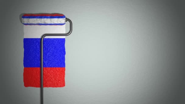 ローラーは ロシアの旗の色で壁をペイントします 旅行のコンセプト ロシア — ストック動画