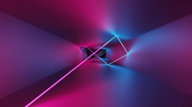 Neon renklerde fütüristik soyut arka plan. Tarafsız teknoloji görüntüleri. Kusursuz bir tünel. Döngü.