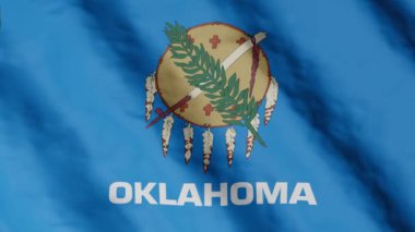 Oklahoma eyaletinin bayrağı rüzgarda sallanıyor. Video görüntüleri.