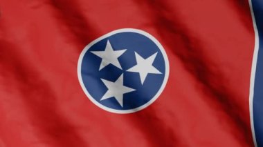 Tennessee eyaleti bayrağı rüzgarda sallanıyor. Video görüntüleri.