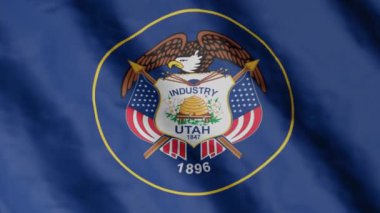 Flag of state Utah waving in the wind. Video footage.