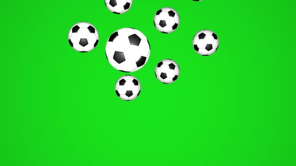 Многие Футбольные Мячи Падают Хромаки Фоне Футбол — стоковое видео