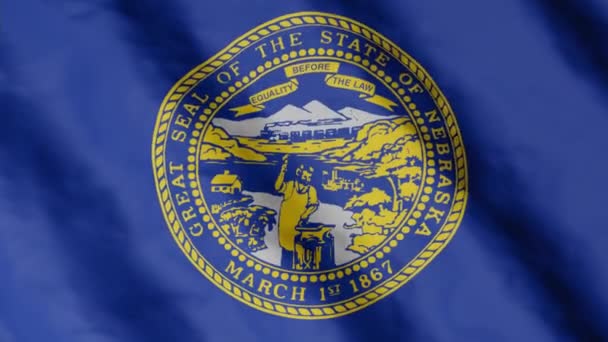 Bandeira Estado Nebraska Acenando Vento Imagens Vídeo — Vídeo de Stock