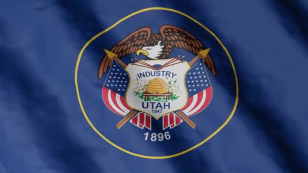 Flag State Utah Waving Wind Video Footage — Stockvideo