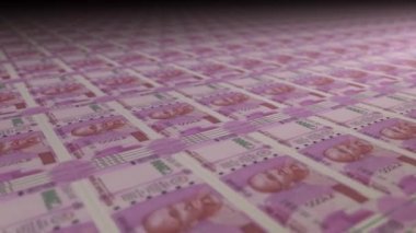 2000 Indian rupees bills on money printing machine. Video of printing cash. Banknotes. INR.