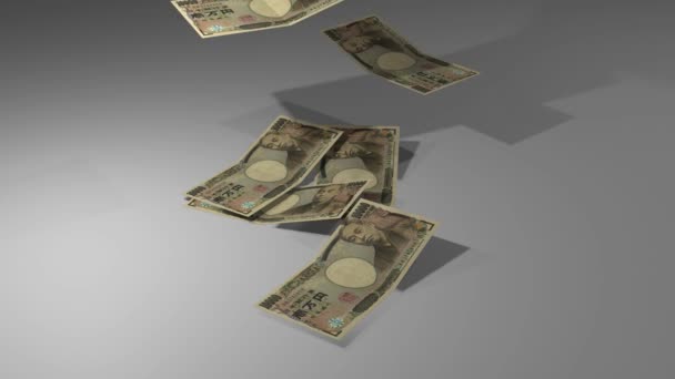 10000 Japanese Yen Money Composition Financial Background Many Banknotes Wads — Video