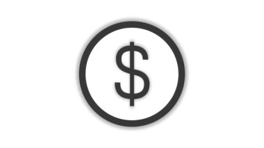 Animasyon Amerikan doları ikonu. Siyah arka planda izole edilmiş Amerikan doları sembolü. Para, Amerikan doları.