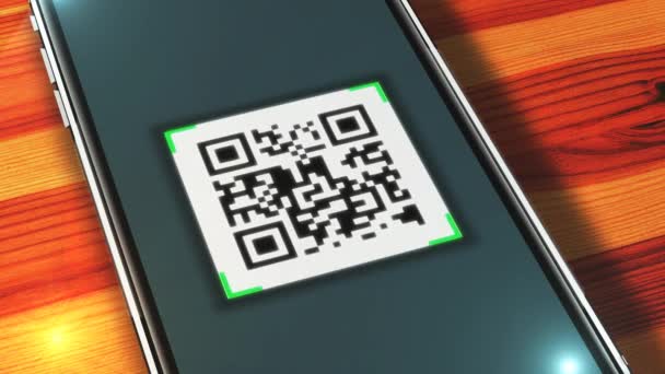 Κωδικός Στην Οθόνη Του Smartphone Σάρωση Κωδικού Γρήγορης Απόκρισης Barcode — Αρχείο Βίντεο