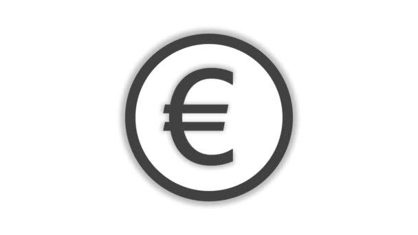 Aminated Euro Pictogram Europees Eur Symbool Geïsoleerd Witte Achtergrond Geld — Stockvideo