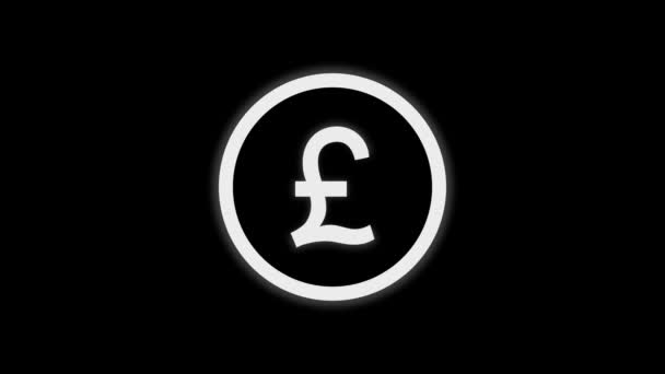 Icona Della Sterlina Inglese Simbolo Gbp Britannico Isolato Sfondo Nero — Video Stock