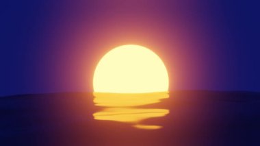 Güzel gün batımı. Suda güneş yansıması. Akşam güneşi görüntüsü ve tahıl etkisi.