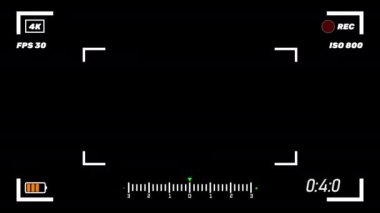 Viewfinder. Şeffaf arkaplanda ekranı kaydet. Video çekim parametreleri, kalite göstergeleri. Video kamera kayıt ayarları. 4K çözünürlüğü. Alfa kanalı.