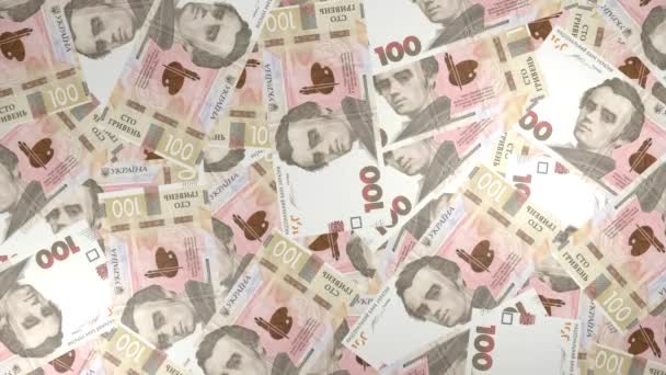 100 Ukrainian Hryvnia Money Composition Financial Background Many Banknotes Wads — Video Stock