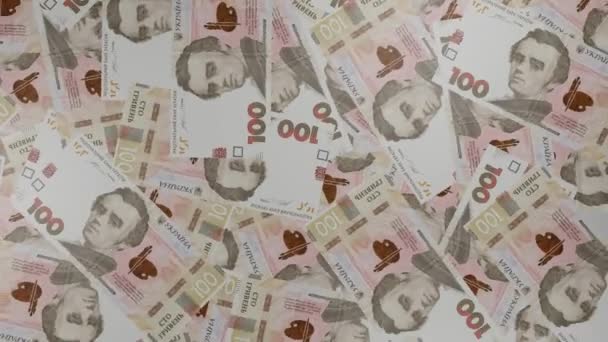 100 Ukrainian Hryvnia Money Composition Financial Background Many Banknotes Wads — Vídeos de Stock