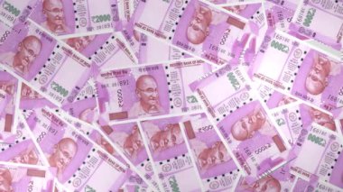 2000 Indian rupees money composition. Financial background. Many banknotes and wads of money. Business or economy concept. Cash.