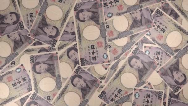5000 Japanese Yen Money Composition Financial Background Many Banknotes Wads — Vídeo de Stock