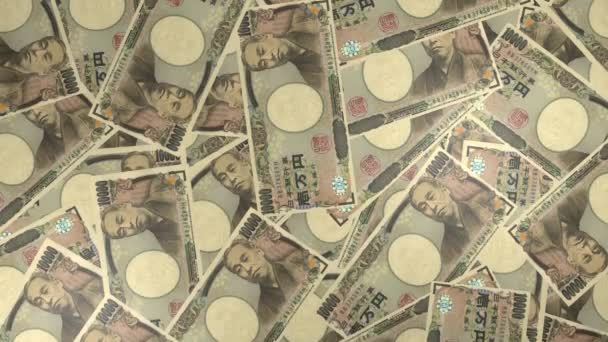 10000 Japanese Yen Money Composition Financial Background Many Banknotes Wads — Stock video