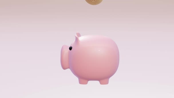 Piggy Bank Bitcoin Crypto Currency Btc Savings Cryptocurrency — Vídeo de Stock